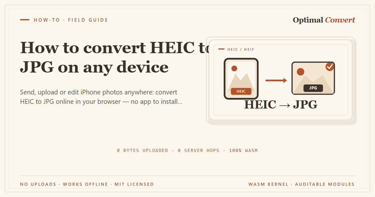How to convert HEIC to JPG on any device — Facebook · Open Graph share card (1200 × 630 px)
