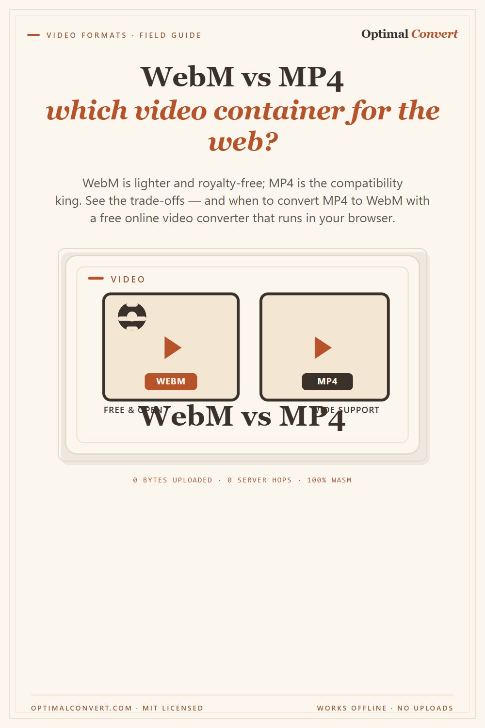 WebM vs MP4 — video container? — Pinterest pin share card (1000 × 1500 px)